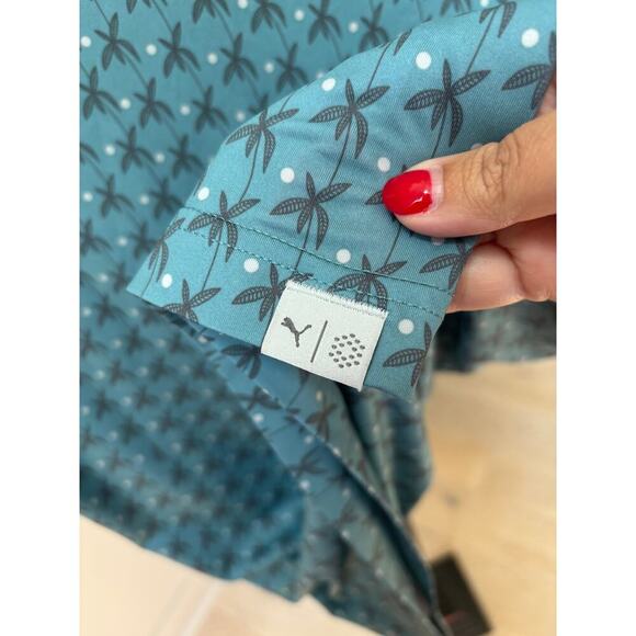 PUMA Men's Bold Blue Slate Sky MATTR Palms Polo Shirt Size S - Picture 5 of 8